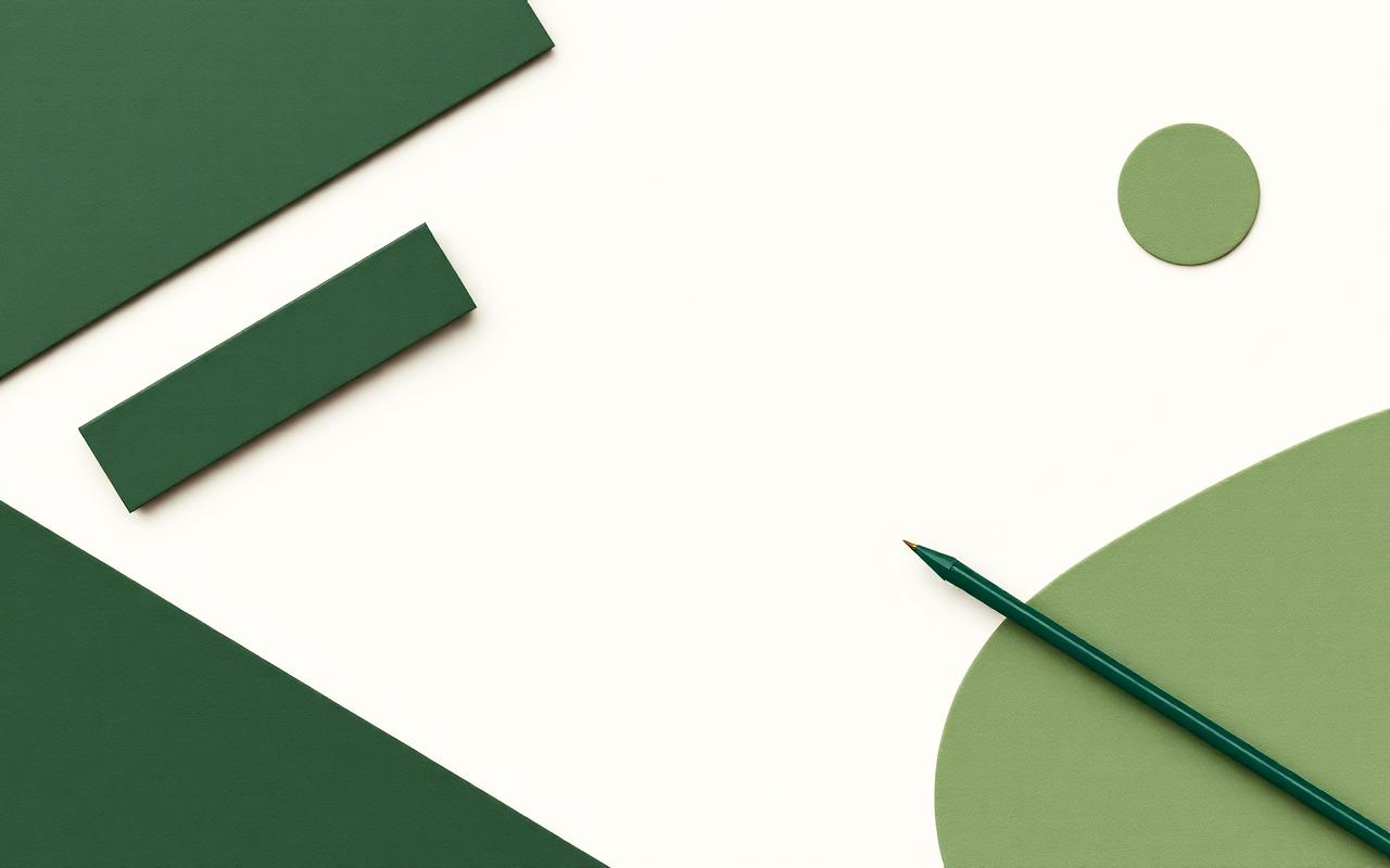 Composição abstrata em verde sugerindo contratos e documentos